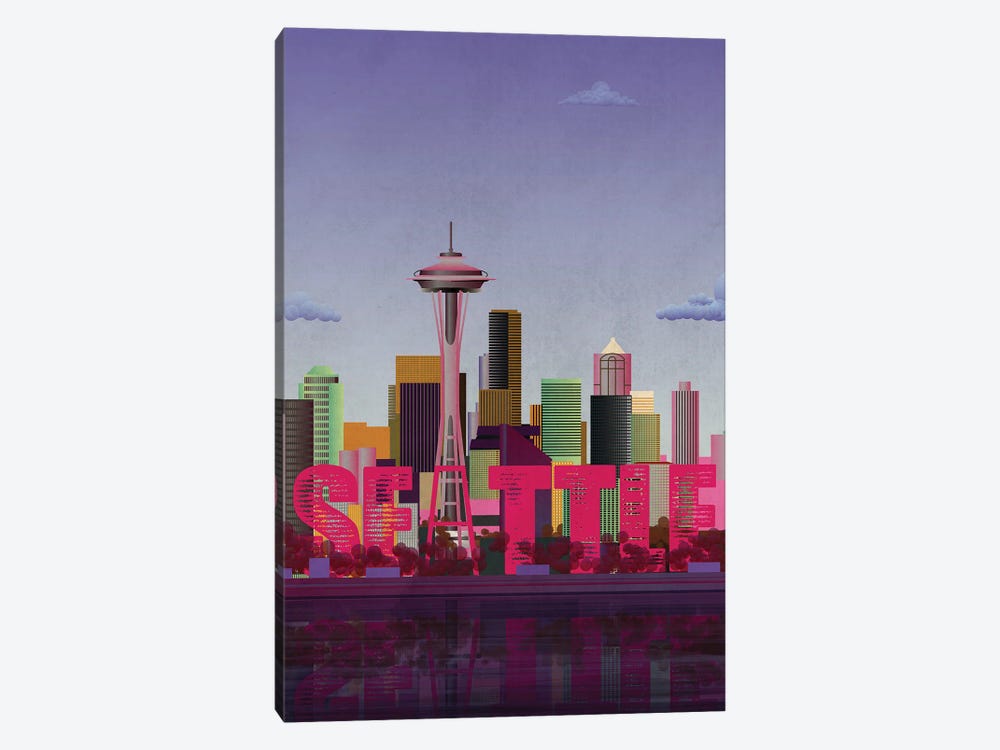 Seattle Skyline by WyattDesign 1-piece Canvas Print