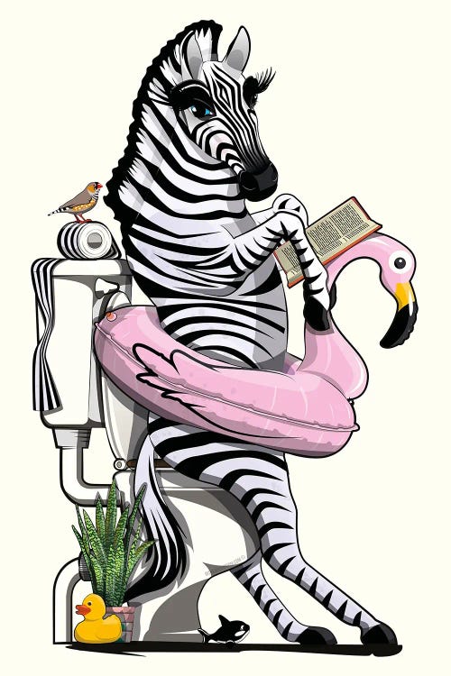 Zebra Using Toilet