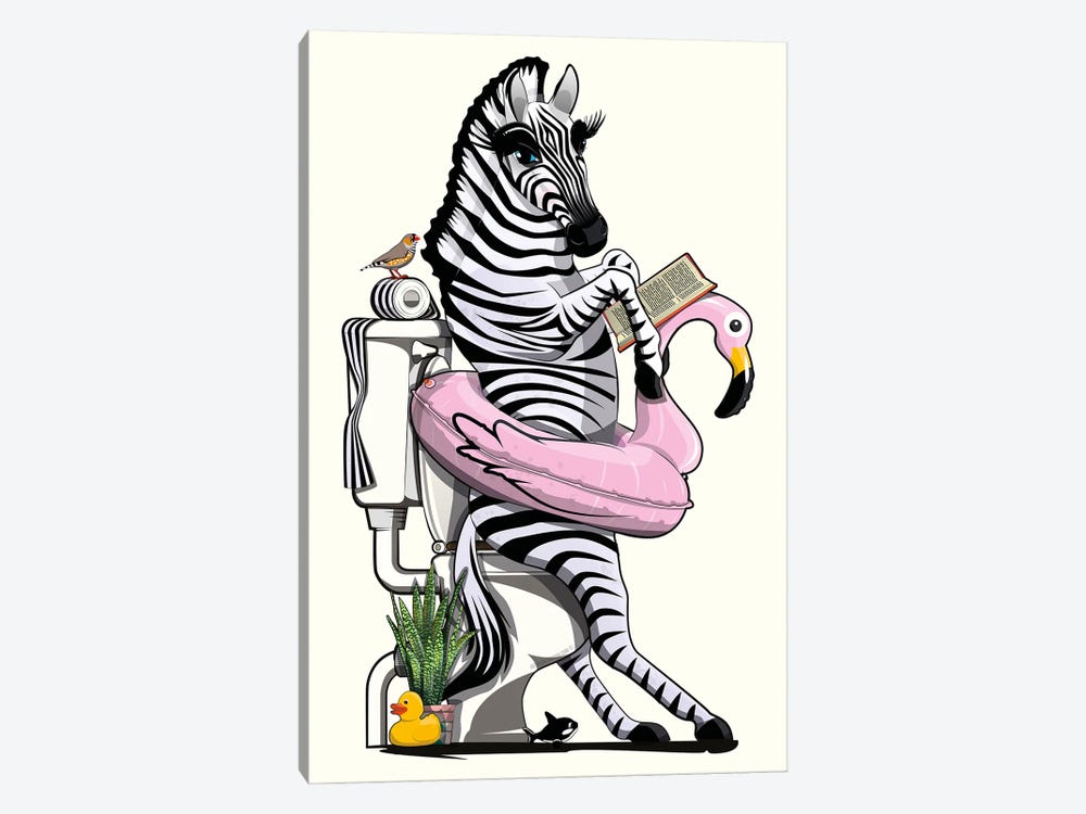 Zebra Using Toilet by WyattDesign 1-piece Art Print