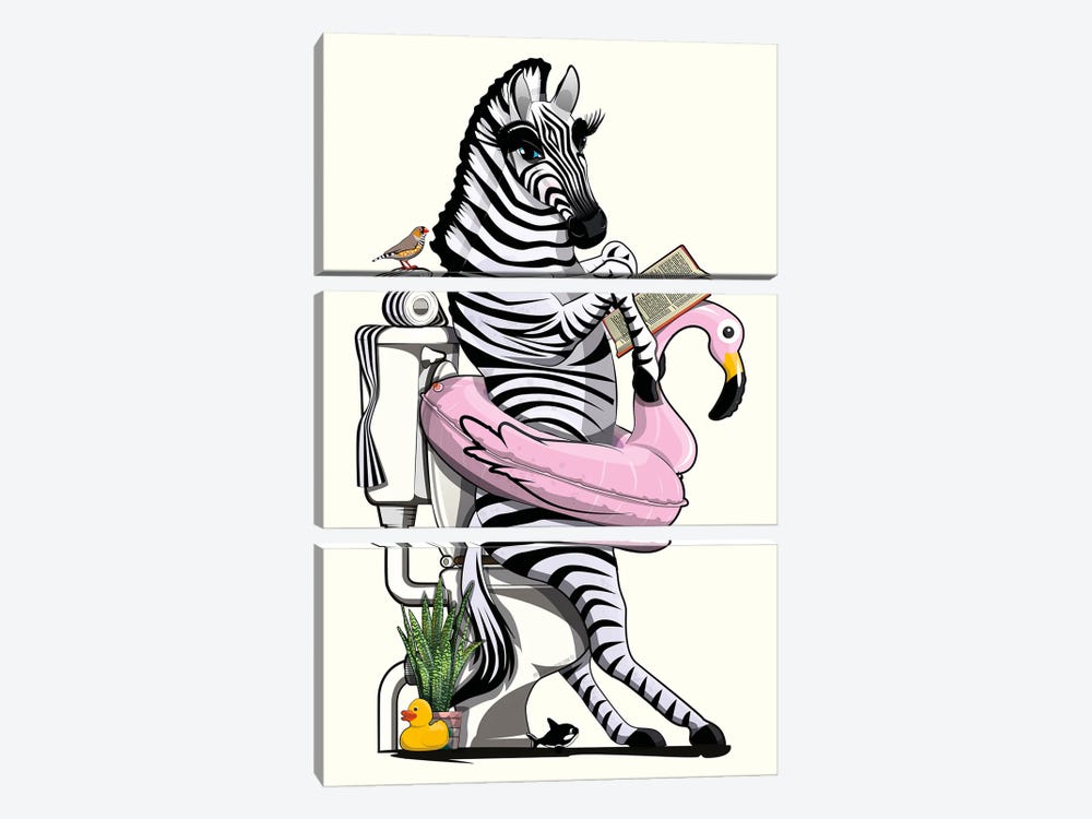 Zebra Using Toilet by WyattDesign 3-piece Art Print
