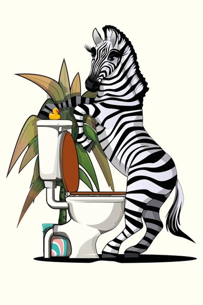 Zebras: Zebra Using The Toilet by WyattDesign
