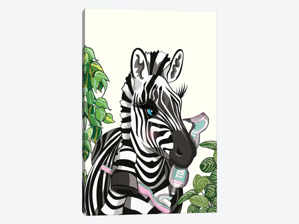 Zebra Cleaning Teeth by WyattDesign 1-piece Canvas Print