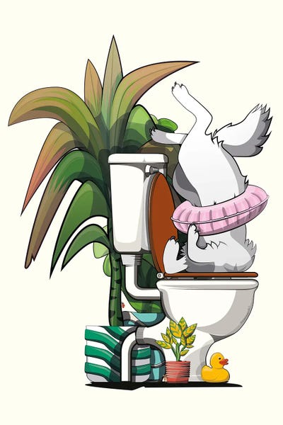 WyattDesign: Arctic Fox Drinking From Toilet by WyattDesign