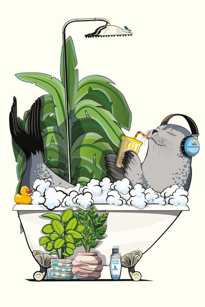 Seals: Seal Relaxing In The Bathtub by WyattDesign