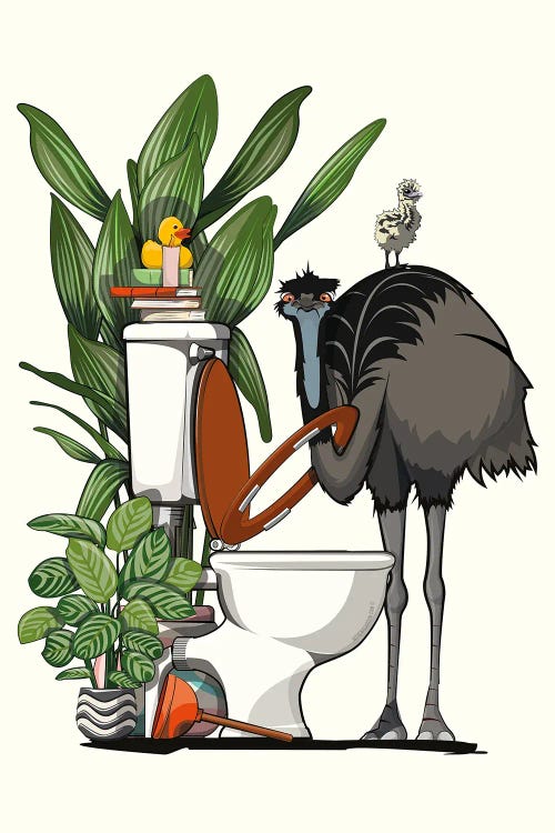 Emu Using The Toilet