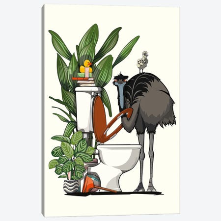 Emu Using The Toilet Canvas Print #WYD289} by WyattDesign Canvas Art