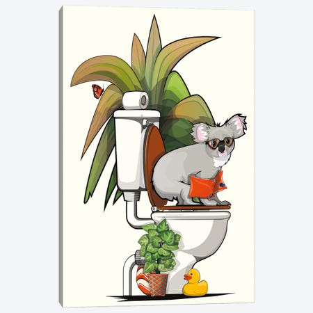 Koala Using The Toilet Canvas Print #WYD290} by WyattDesign Canvas Print