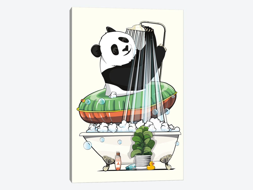 Panda Bear In The Shower by WyattDesign 1-piece Canvas Artwork