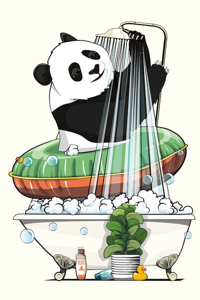 Pandas: Panda Bear In The Shower by WyattDesign