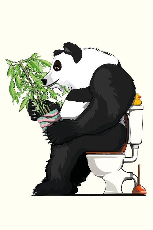 Panda Bear Using The Toilet