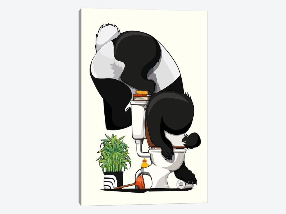Panda Bear Drinking From Toilet by WyattDesign 1-piece Art Print