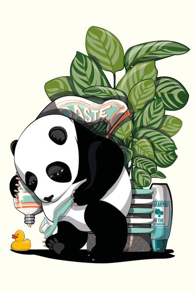 Pandas: Panda Bear Cleaning Teeth by WyattDesign