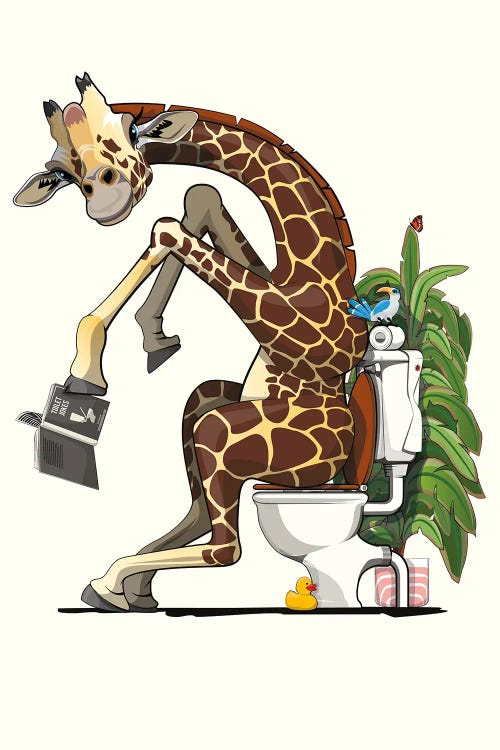 Giraffe Using The Toilet