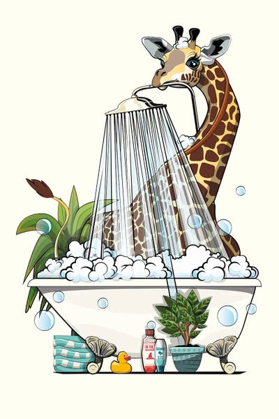 Giraffe In The Shower