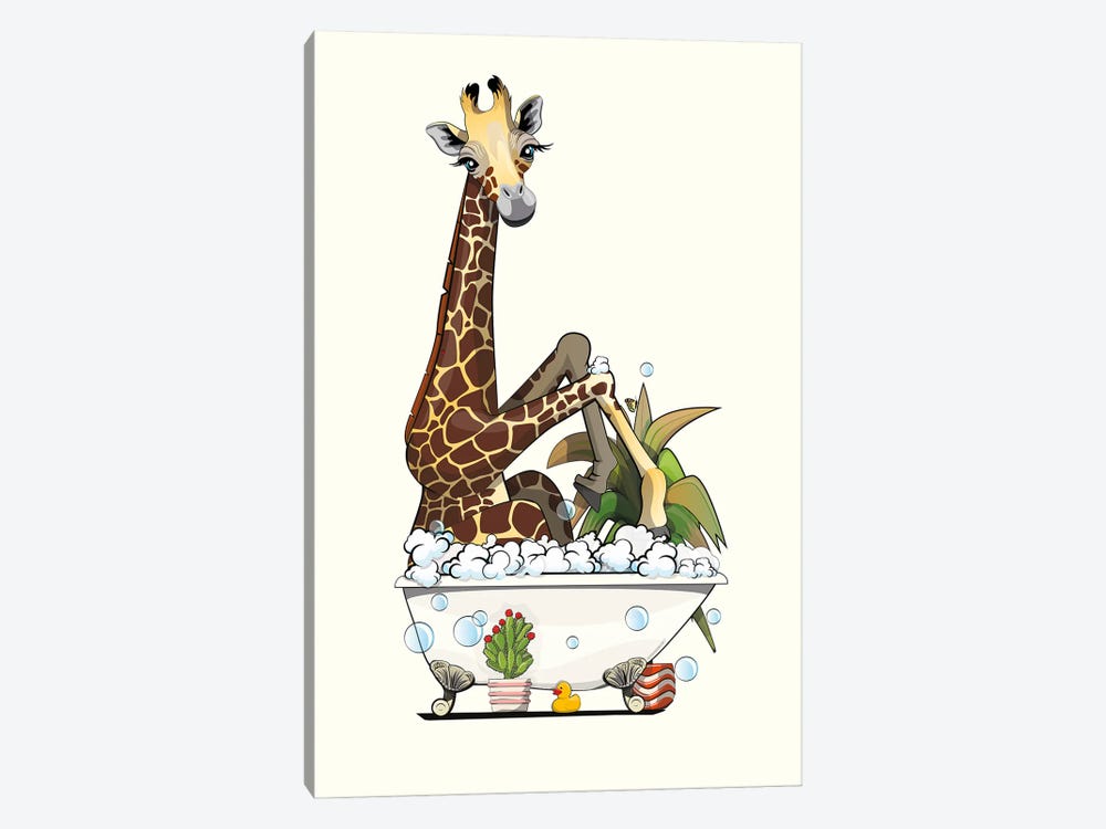Giraffe Sitting In The Bath by WyattDesign 1-piece Canvas Art