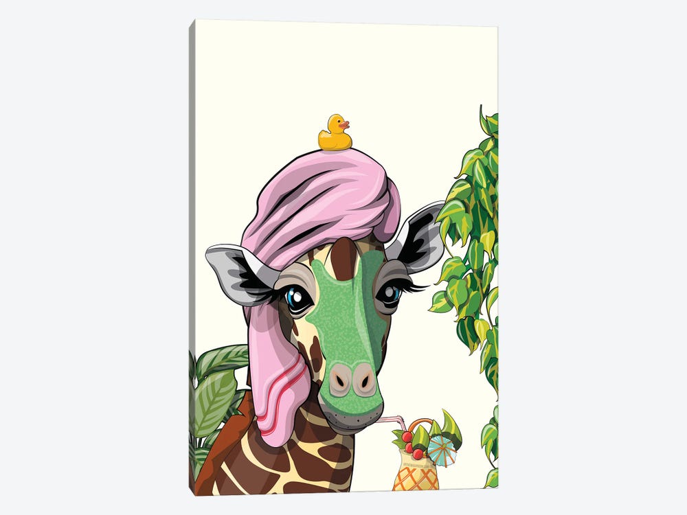 Giraffe In A Spa by WyattDesign 1-piece Canvas Print