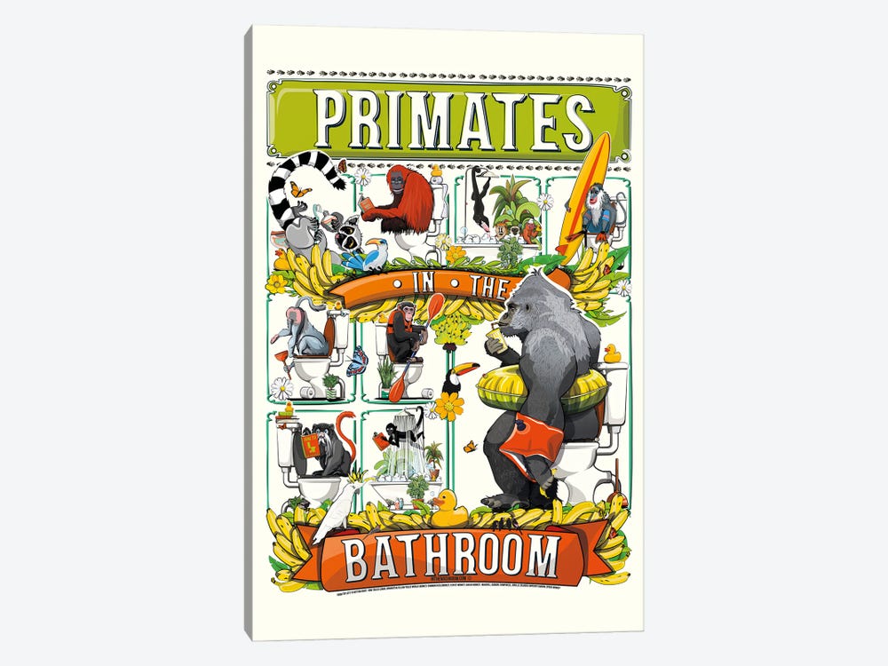 Primates In The Bathroom by WyattDesign 1-piece Canvas Artwork