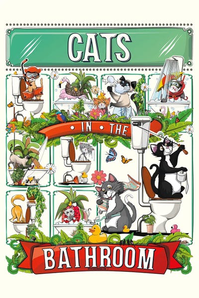 Bathroom Humor: Cats In The Bathroom by WyattDesign