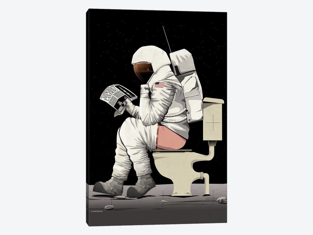 Moon Astronaut On The Toilet by WyattDesign 1-piece Art Print
