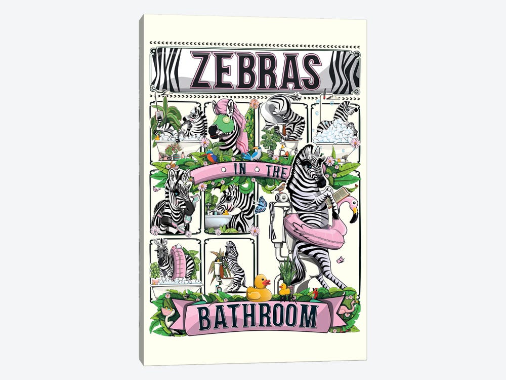 Zebras In The Bathroom by WyattDesign 1-piece Canvas Art