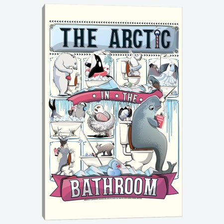 Arctic Animals In The Bathroom Canvas Print #WYD315} by WyattDesign Canvas Art Print