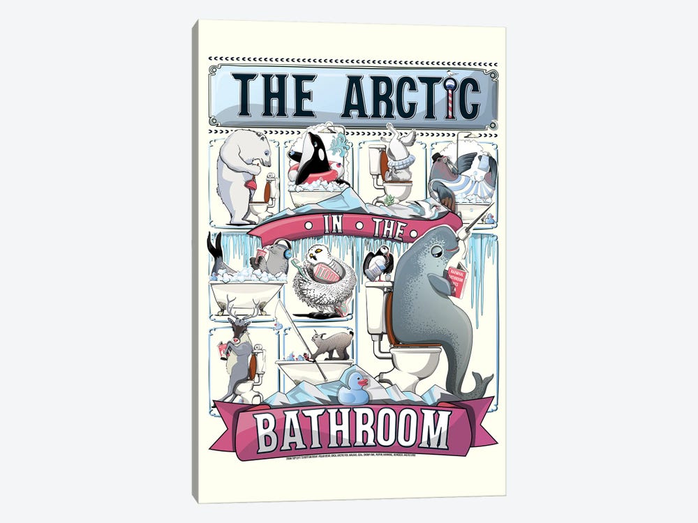 Arctic Animals In The Bathroom by WyattDesign 1-piece Canvas Artwork