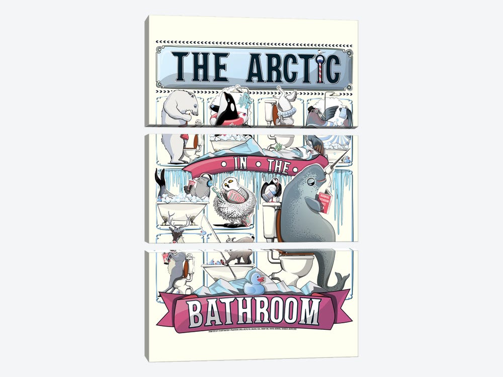 Arctic Animals In The Bathroom by WyattDesign 3-piece Canvas Art