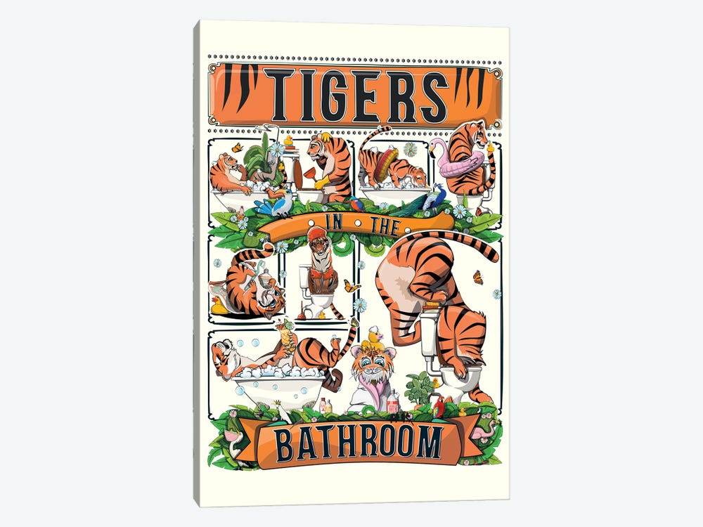 Tigers In The Bathroom by WyattDesign 1-piece Canvas Art