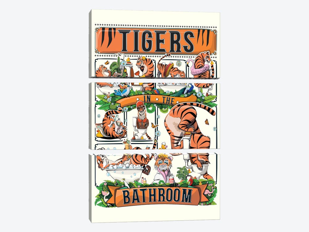 Tigers In The Bathroom by WyattDesign 3-piece Canvas Artwork