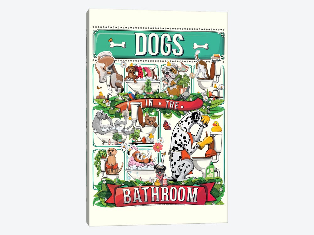 Dogs In The Bathroom by WyattDesign 1-piece Art Print