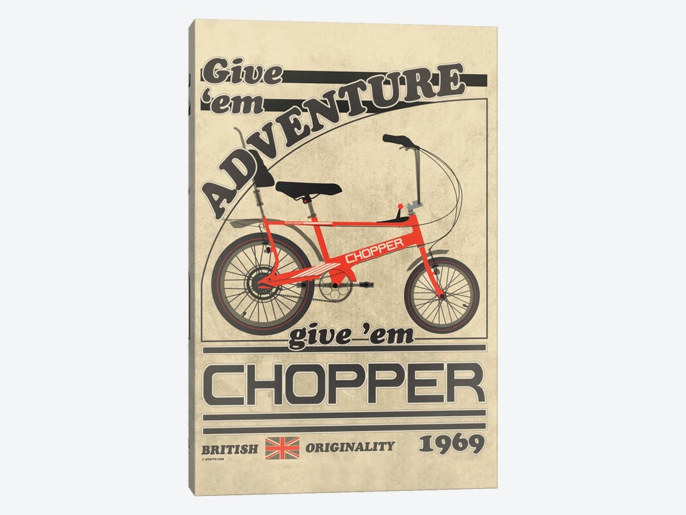 Chopper Bicycle Vintage Advert by WyattDesign 1-piece Canvas Wall Art