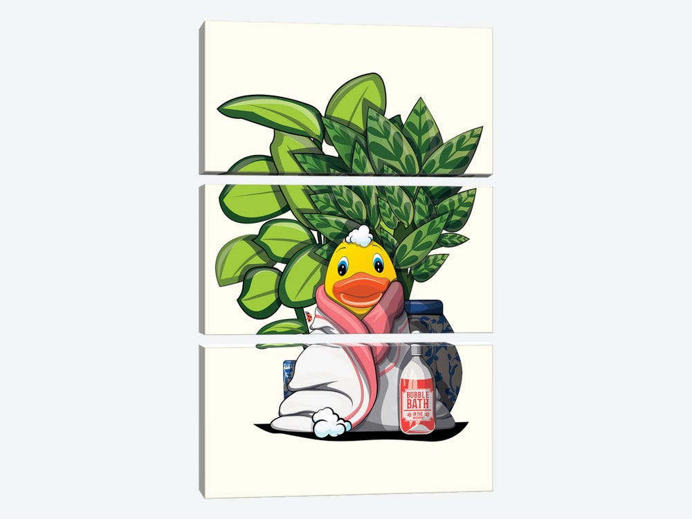 Rubber Duck In Cosy Bathrobe by WyattDesign 3-piece Canvas Art Print