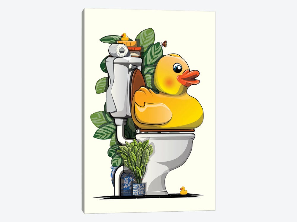 Rubber Duck On The Toilet by WyattDesign 1-piece Canvas Artwork