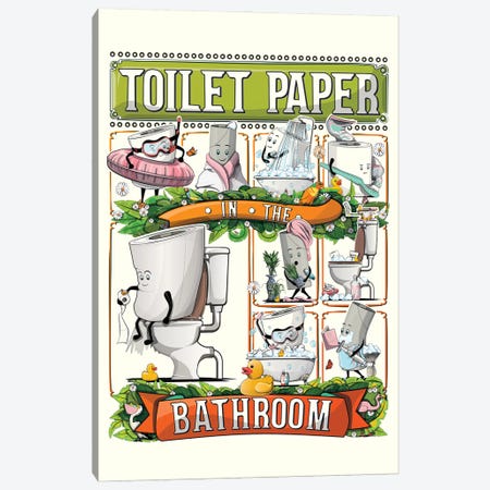 Toilet Paper In The Bathroom Canvas Print #WYD329} by WyattDesign Art Print