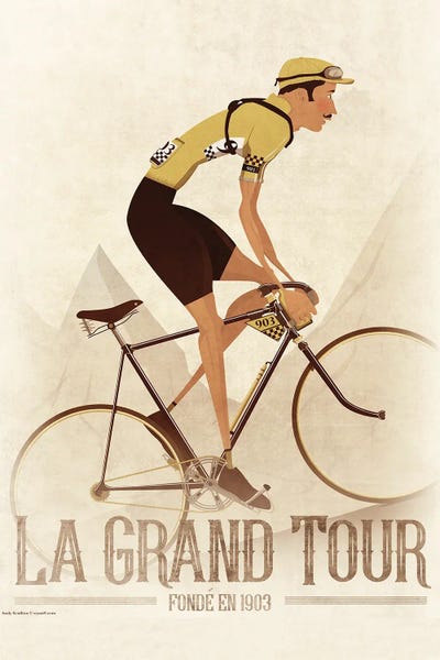 Vintage Tour De France Cyclist by WyattDesign framed wall art