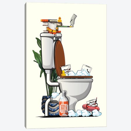 Toilet Paper Swimming In Toilet Canvas Print #WYD336} by WyattDesign Art Print