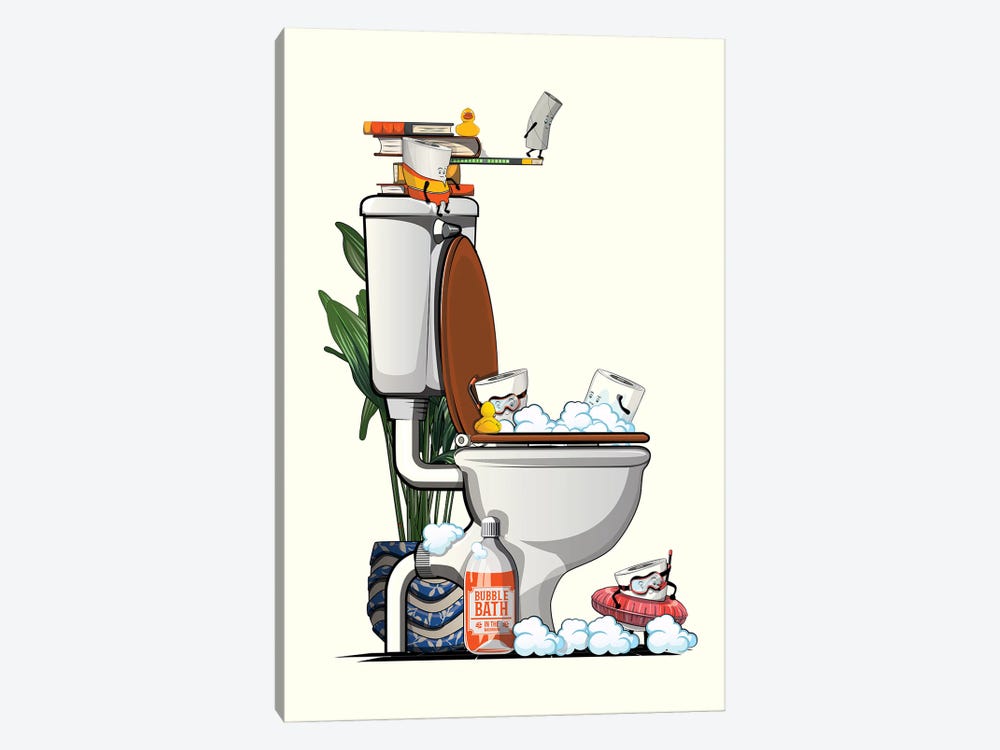 Toilet Paper Swimming In Toilet by WyattDesign 1-piece Canvas Art Print