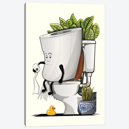 Toilet Roll Sitting On The Toilet Canvas Print #WYD338} by WyattDesign Canvas Wall Art