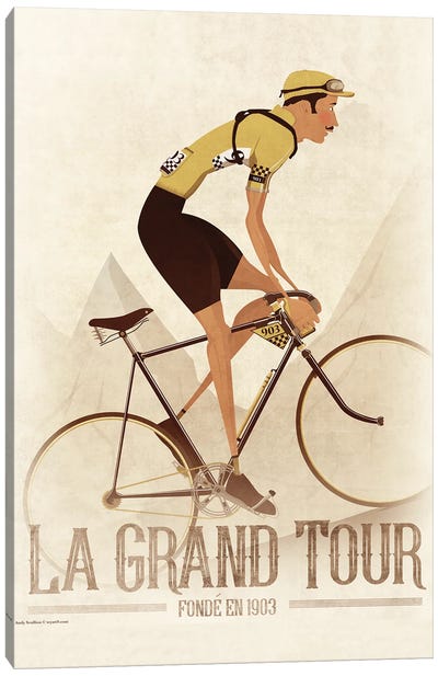 Vintage Tour De France Cyclist Canvas Art Print - Cycling Art