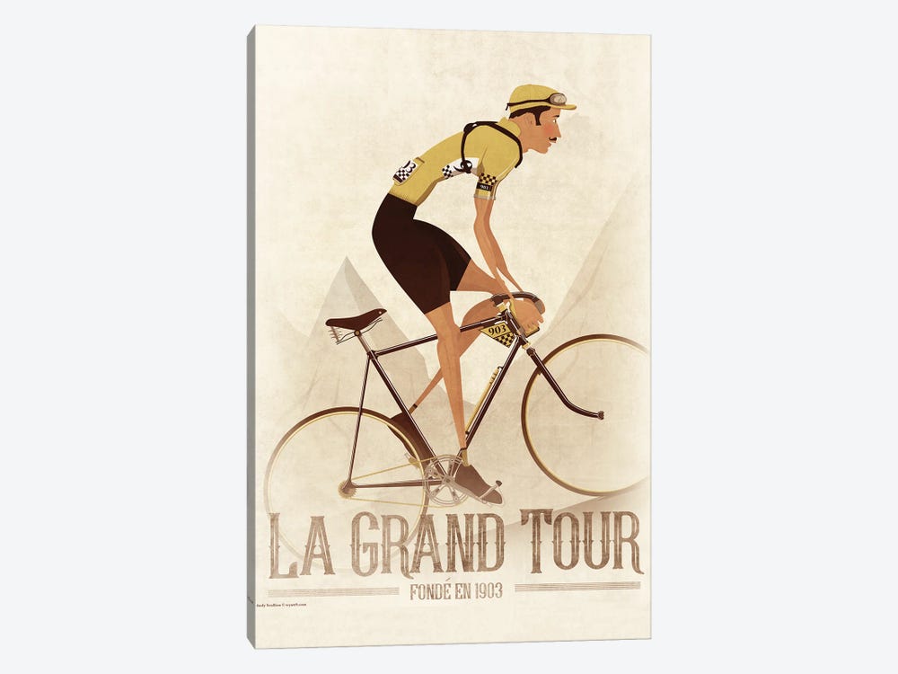 Vintage Tour De France Cyclist by WyattDesign 1-piece Canvas Wall Art