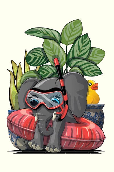 WyattDesign: Elephant In Rubber Ring, Ready For A Swim by WyattDesign