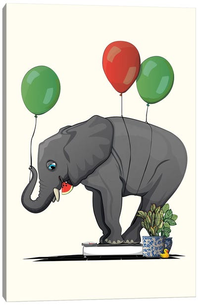 Elephant On Bathroom Scales Canvas Art Print - Balloons