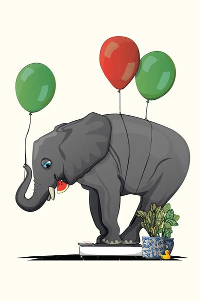 Balloons: Elephant On Bathroom Scales by WyattDesign