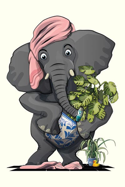 Naked Elephant In The Bathroom by WyattDesign multi panel art