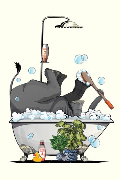 Elephant In The Bath, Washing Feet by WyattDesign multi panel art