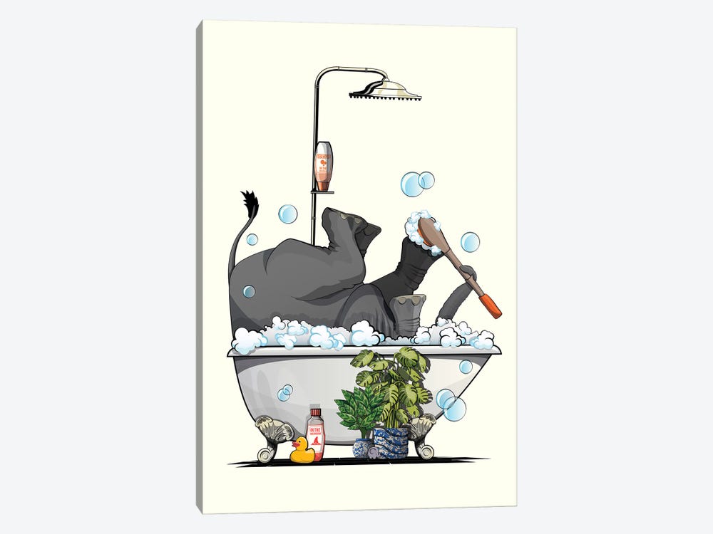 Elephant In The Bath, Washing Feet by WyattDesign 1-piece Art Print