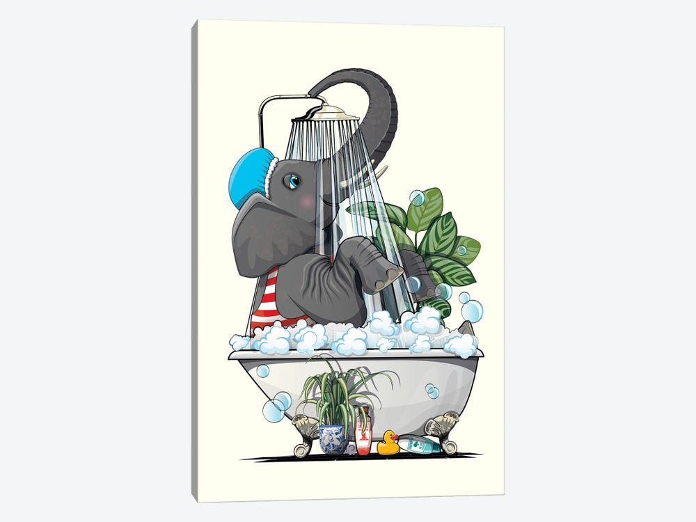 Elephant In The Shower by WyattDesign 1-piece Canvas Art