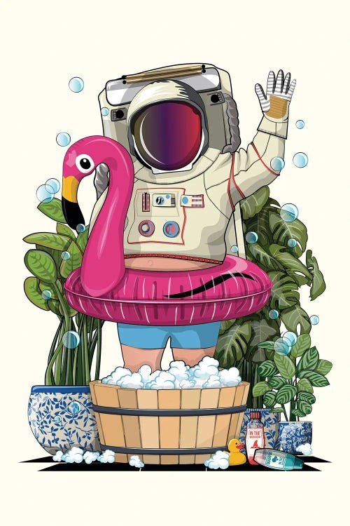 Space Astronaut In Foot Bath