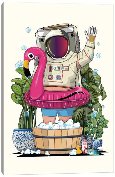 Space Astronaut In Foot Bath Canvas Art Print - WyattDesign