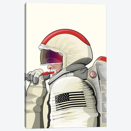 Space Astronaut Cleaning Teeth Canvas Print #WYD352} by WyattDesign Canvas Art